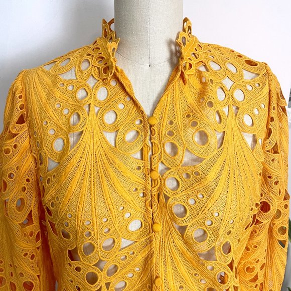 J. Brooks Boutique openwork fan lace jacket - size large - Picture 2 of 10